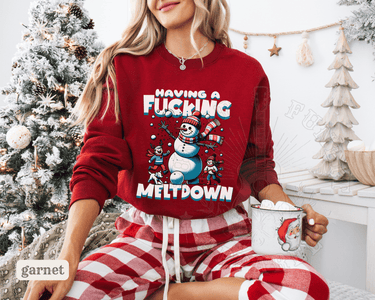Snowman F*cking Meltdown NSFW Funny Christmas Sweater - Sunlit Funlit | Graphic Tees for Country Concert Addicts